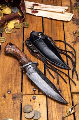 Couteau du Ranger & Fourreau Cuir (Noir)